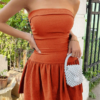SXY Solid Ruffle Hem Tube Dress - Image 3