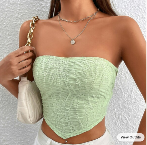 Hanky Hem Lace Up Back Crop Tube Top