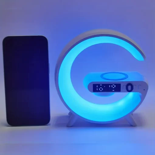 Wireless BT Speakers With Wireless Fast Charging, Rhythm RGB Light, Bar Smart Light, Sunrise Alarm Clock - Image 3