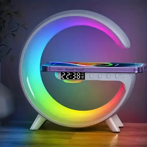 Wireless BT Speakers With Wireless Fast Charging, Rhythm RGB Light, Bar Smart Light, Sunrise Alarm Clock - Image 4