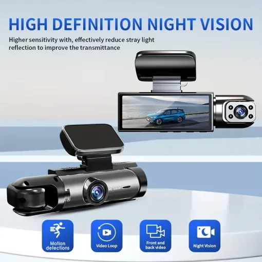 Vavupo 1080P Dual Dash Cam – Front and Inside Car Camera with IR Night Vision - Image 2